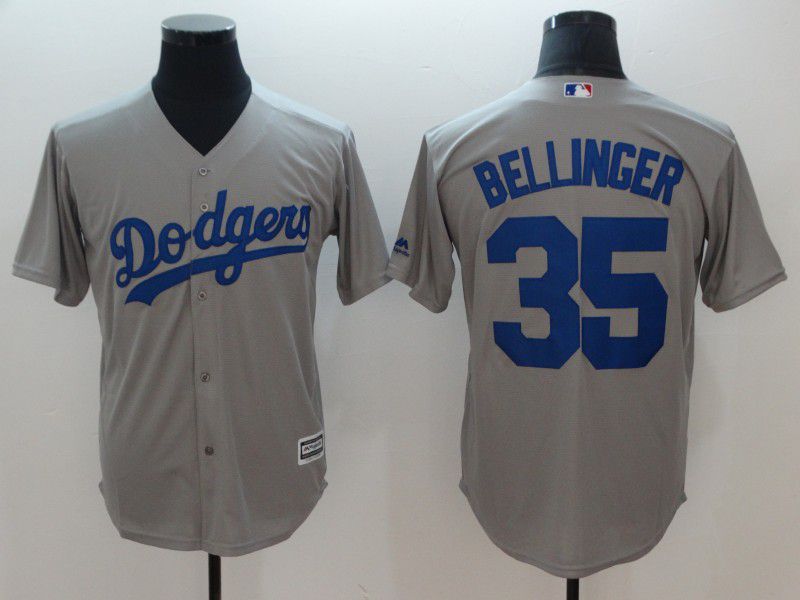 Men Los Angeles Dodgers #35 Bellinger Grey Game MLB Jerseys